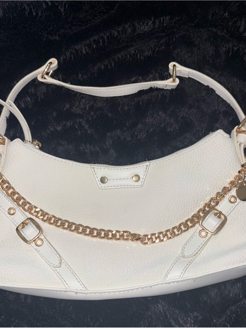Aldo White Shoulder Bag with Gold Chain